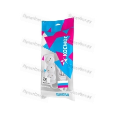 Удлинитель Космос 3р.Б/З 6A ПВС 2x0.75 3.0м белый