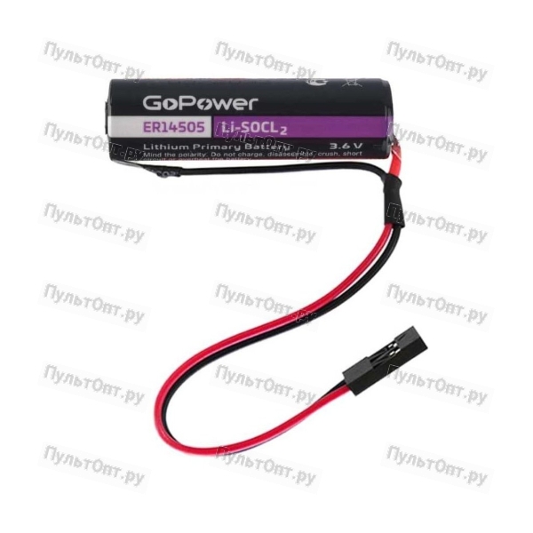 Эл. пит. GoPower ER14505 PC1 Li-SOCl2 3.6V 2600mAh с коннектором 2.54мм Dupont