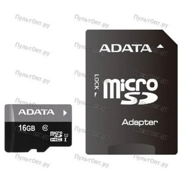 MicroSD 16GB A-Data Class 10 Premier UHS-I + SD адаптер