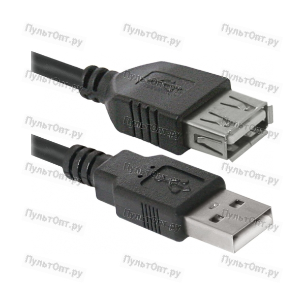 Кабель Defender USB02-10 USB (m)-USB (f) 3.0м силикон ver.1.4 черный (1/20/200)
