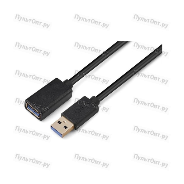 Кабель GoPower удлинитель USB3.0 (m)-USB (f) 0.5м ПВХ черный Premium Zip-Lock c подвесом (1/250)