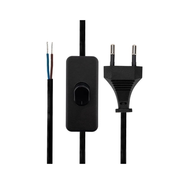 Сетевой шнур с выключателем 2х0,75 мм?, 1,8 м черный Rexant (1/200)