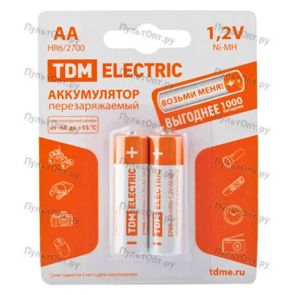 Аккумулятор AAA Ni-MH BL2 TDM 1000mAh