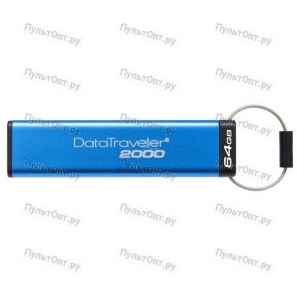 USB 3.0 64GB Kingston DT2000 Keypad AES Hardware Encrypted (256bit) синий
