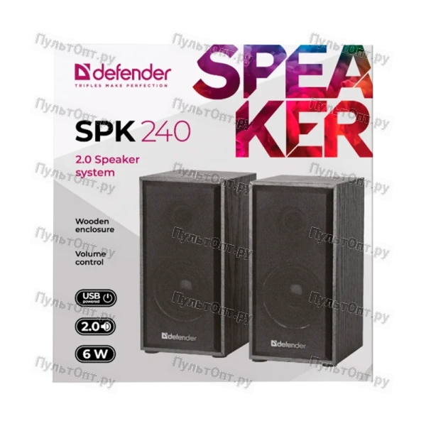 Колонки 2.0 Defender SPK-240 6W USB черный (1/20)