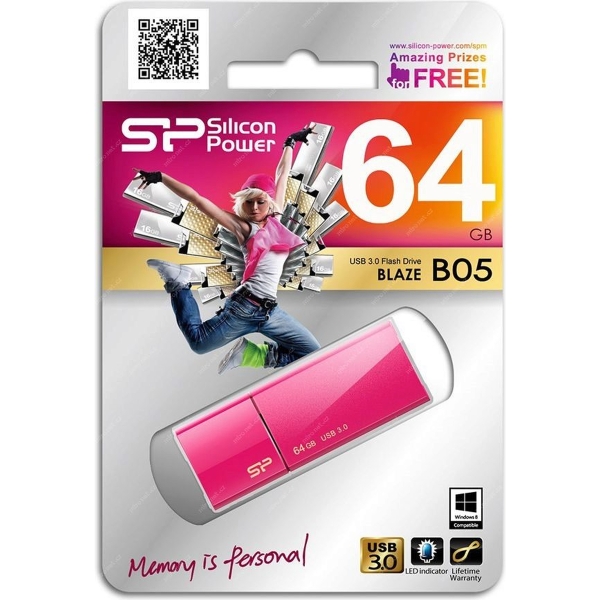 USB 3.0 64GB Silicon Power Blaze B05 розовый