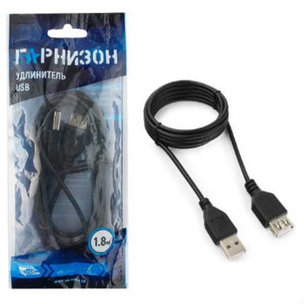 Кабель удлинитель USB 2.0 Гарнизон AM/АF 1,8 м (1/200)