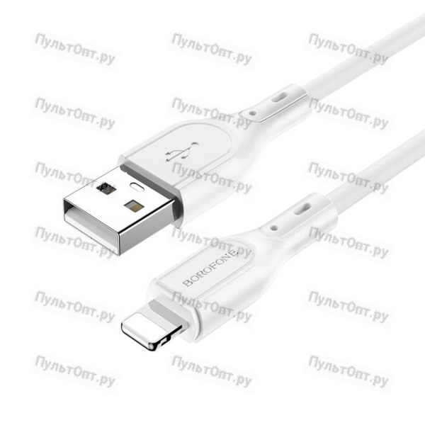 Кабель USB - 8 pin Borofone BX66 Wide, 1.0м, круглый, 2.4A, силикон, цвет: белый (1/360)