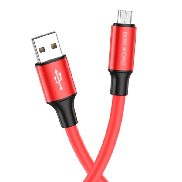 Кабель USB - микро USB Borofone BX82 Bountiful, 1.0м, круглый, 2.4A, силикон, цвет: красный (1/33/33