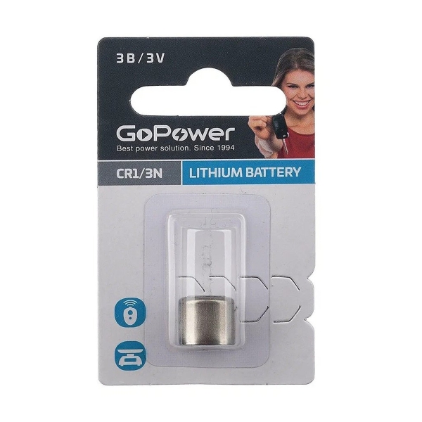 Батарейка GoPower CR1/3N BL1 Lithium 3V (1/20/500)
