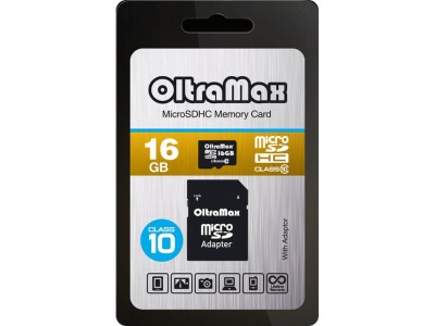 MicroSD 16GB OltraMax Class 10 + SD адаптер