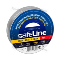 Изолента Safeline 19мм*25м ПВХ серо-стальной (10/160)