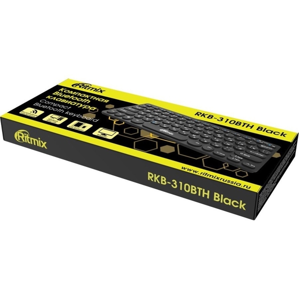 Клавиатура беспроводная компактная Ritmix RKB-310BTH, Bluetooth, 250*130*30 мм, Black