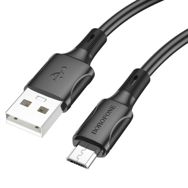 Кабель USB - микро USB Borofone BX80, 1.0м, круглый, 2.4A, силикон, цвет: чёрный (1/33/330)