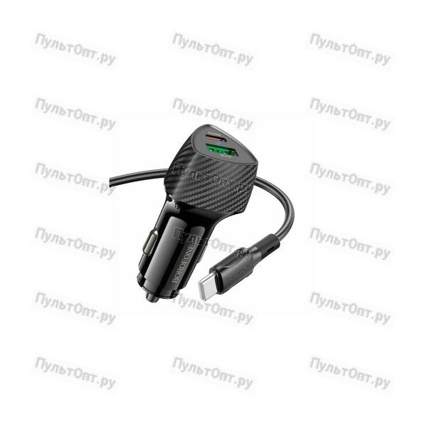 Блок питания автомобильный 1 USB Borofone BZ31 Solid, PD18Вт, кабель USB - микро USB, цвет: черный (