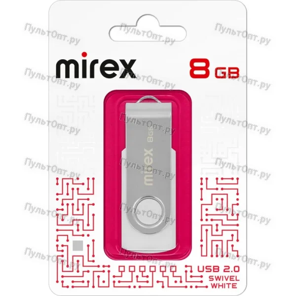 USB 8GB Mirex SWIVEL белый (ecopack)