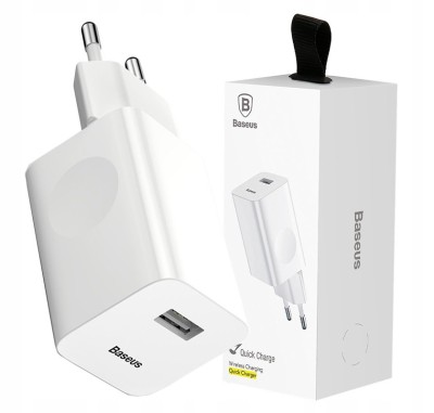 Блок питания сетевой 1 USB Baseus, Charging, 3400mA, пластик, QC3.0, цвет: белый
