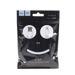 Кабель USB - 8 pin Hoco X13 Easy, 1 м, круглый, 2.4A, силикон (черный)