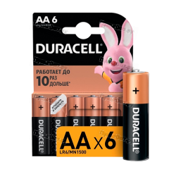 Батарейка Duracell Basic LR6 AA BL6 Alkaline 1.5V (6/60/16800)