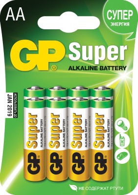 Батарейка GP Super LR6 AA BL3+1 Alkaline 1.5V (4/40/320)