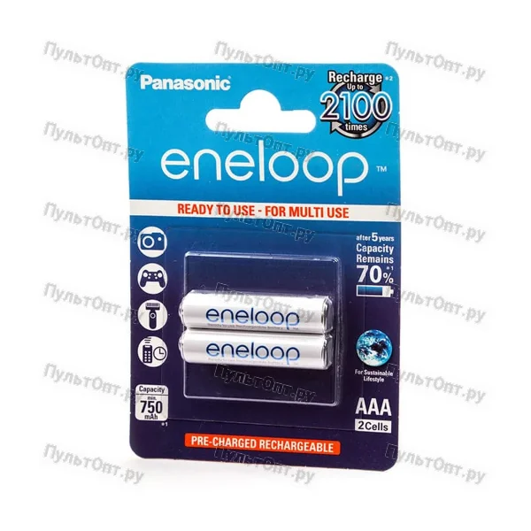 Аккумулятор AAA предзаряженный RTU NI-MH BL2 Panasonic eneloop 750mAh (20)